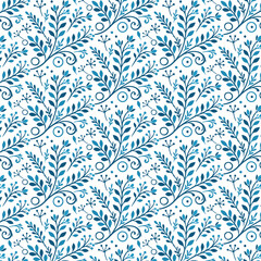 timeless seamless blue floral pattern with baroque floral details for premium bedsheets and fashionable pillow covers

