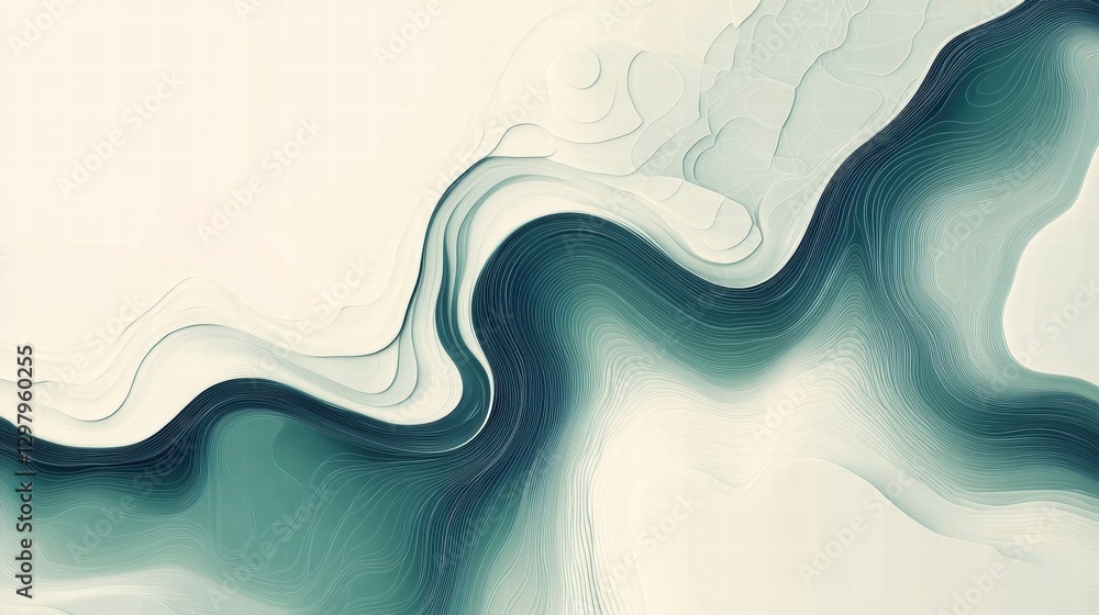 Aufkleber waves of soft turquoise and cream colors create a calming abstract landscape in this artwork. genera
