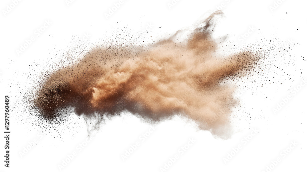 Poster dust explosion in motion: a dynamic capture of a dust cloud expanding, revealing the raw power of mo