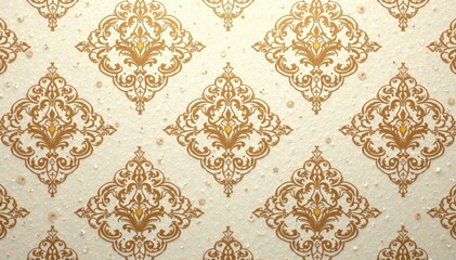 Geometric Damask Motif with Cream and Beige Hues, geometric, wallpaper, interior design
