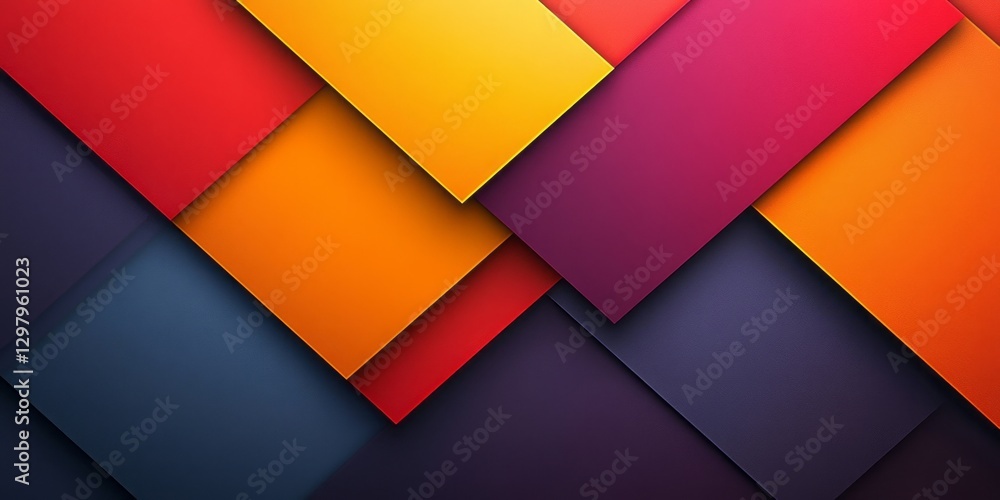 Poster interlocking colorful geometric planes create an abstract layered background