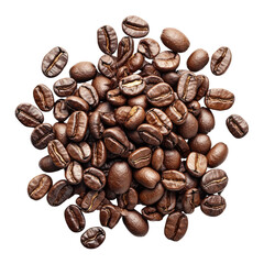 Pile of coffee beans isolated on a transparent background