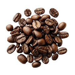 Pile of coffee beans isolated on a transparent background