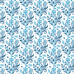 artistic seamless blue floral pattern with intricate arabesque elements for stylish women&rsquo;s wear and fashionable accessories

