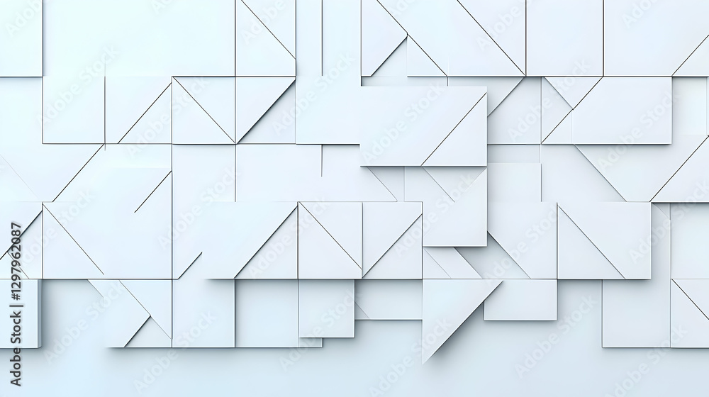 Aufkleber abstract white geometric design composed of triangles and squares on a light background