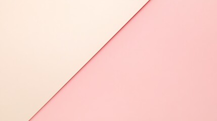 Abstract diagonal split pastel pink and beige background.