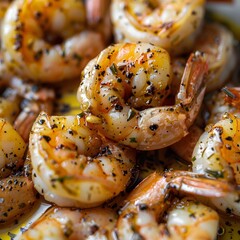 Marinade Soaking into Delicate Shrimp Texture Close-Up