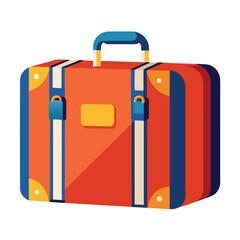 travel vacations suitcase with handle and wheels isolated vector icon