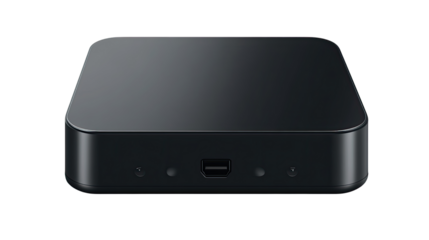 Black Set-Top Box: Sleek black set-top box isolated, ready for seamless entertainment and connectivity in your home.