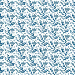 abstract seamless blue floral pattern with ornamental floral detailing for high-end textile designs and wrapping

