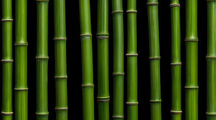 Vertical Bamboo Stalks Against Black Background Green Bamboo Stems with Gold Joints