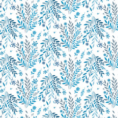 ornate seamless blue floral pattern with intricate floral swirls for high-quality bedsheets and luxury fashion designs

