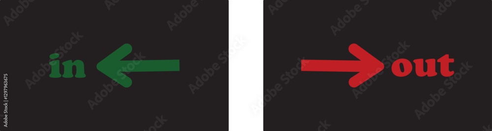 Fototapete in out arrow icons set. simple arrow big vector collection isolated on transparent background. red o