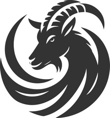 Goat twisting its head to look back animal vector silhouette