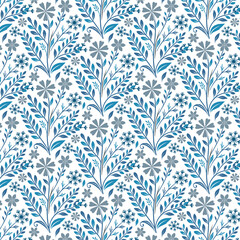 Fototapeta premium timeless seamless blue floral pattern with delicate flower arrangements for stylish bedsheets and wrapping paper
