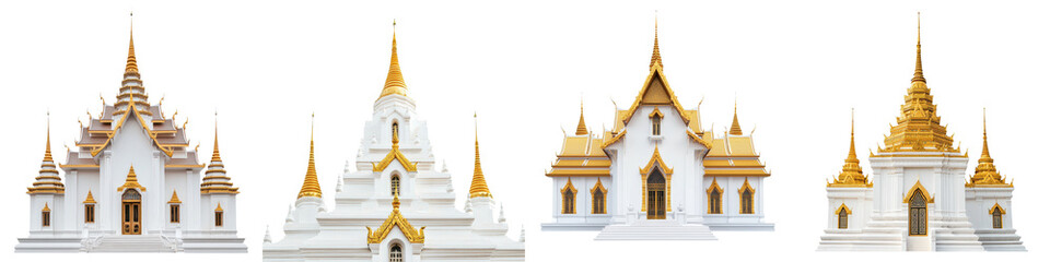 Fototapeta premium Exquisite Thai Buddhist Temple with Ornate Golden Pagodas and Intricate Architecture Stunning religious landmark with towering structures intricate carvings