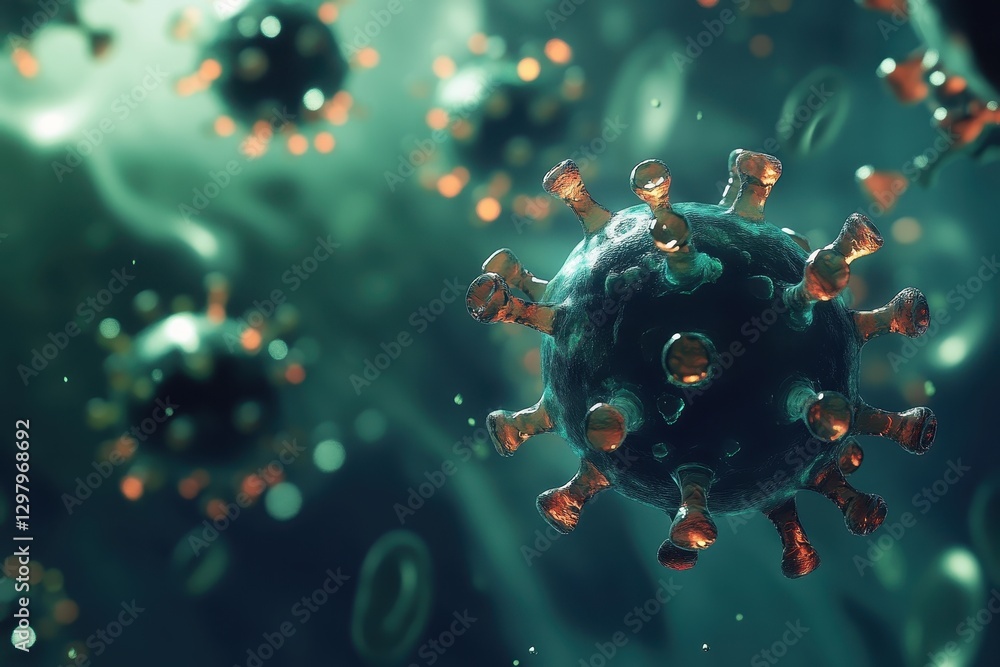 Aufkleber innovative visualization of a viral structure under microscopic examination in a scientific laborato