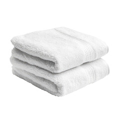 A high-quality, ultra-realistic photograph of two white towels folded and stacked on top of each other.