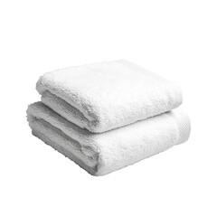 A high-quality, ultra-realistic photograph of two white towels folded and stacked on top of each other.