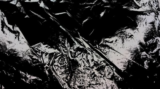 Black and White Grunge Texture Overlay Background Foil Crumpled High Contrast