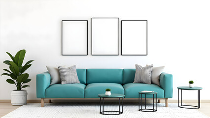 Wall Frame Mockup for Posters and Artwork in a Cozy and Trendy Living Room