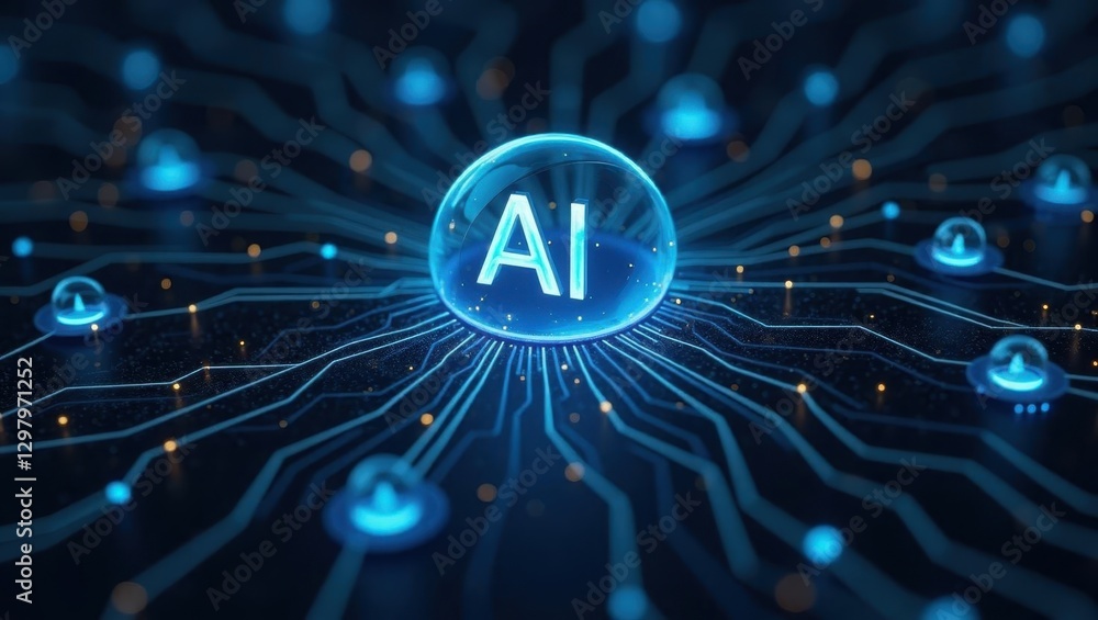 Poster ai library. image shows sphere with word ai on it