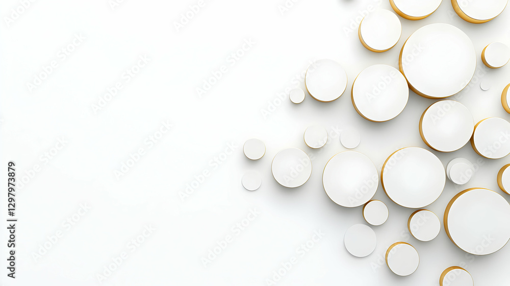 Poster abstract white and gold circle design on white background with shadow and minimal style