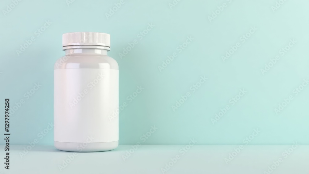 Aufkleber digestive enzyme. bottle is empty on table with blue background