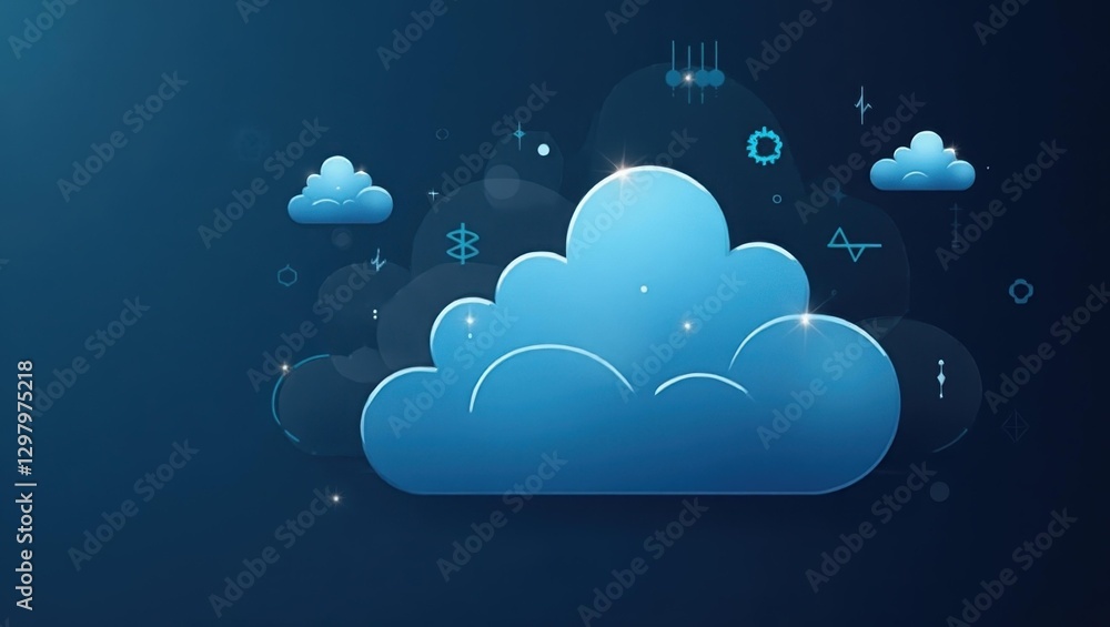 Poster cloud cost optimization. blue cloud is surrounded by many different icons