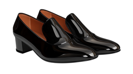 Sleek Black Leather Shoes: A pair of elegant black leather shoes exuding sophistication and style, perfect for both professional and social settings.