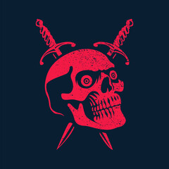 Grunge Skull and Swords Vector