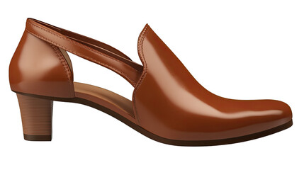 Elegant Brown Heel: A stylish close-up view of an elegant brown heel. Capturing the classic lines and sophisticated details, perfect for fashion and design themes.