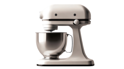 Modern Kitchen Mixer: A sleek, stainless-steel kitchen mixer stands ready for culinary creations, the image is perfectly suited for any cooking project.