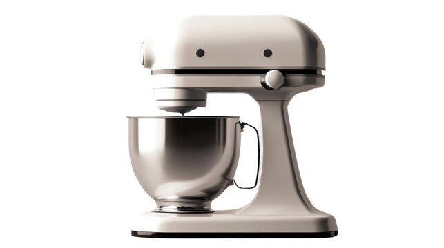 Modern Kitchen Mixer: A sleek, stainless-steel kitchen mixer stands ready for culinary creations, the image is perfectly suited for any cooking project.