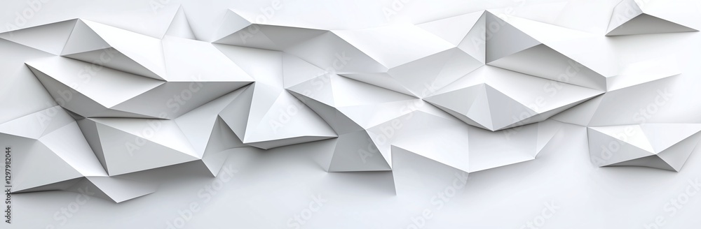 Poster a captivating abstract pattern showcasing dynamic origami-like folds in white paper