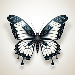 Minimalistic Black and White Butterfly Vector Illustration