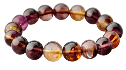 Gemstone Bracelet: A stunning bracelet crafted with polished gemstone beads in a spectrum of rich, earthy tones. The elegant design shimmers.