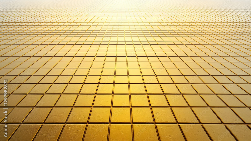 Aufkleber golden tiled surface with geometric pattern and reflective metallic texture