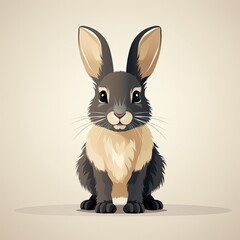 Obraz premium Minimalist Flat Style Rabbit Artwork with Dark Tones
