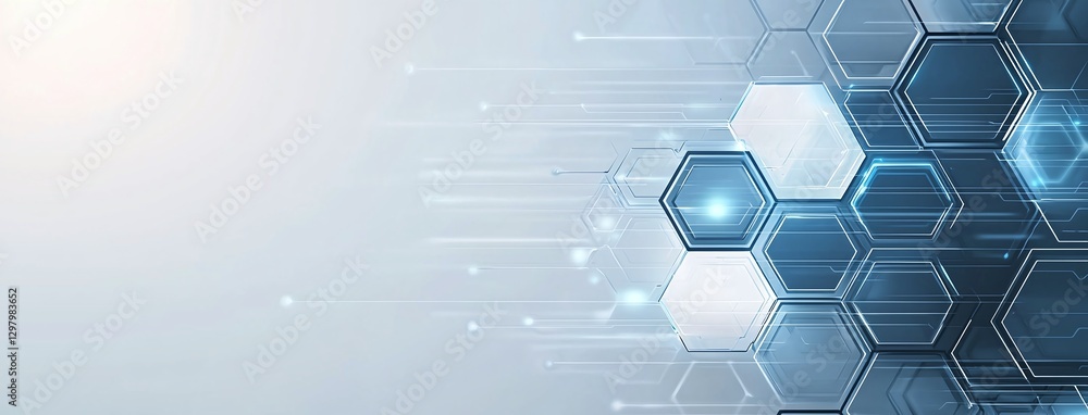 Poster a cutting-edge abstract background featuring hexagonal shapes and a digital design, perfect for illu