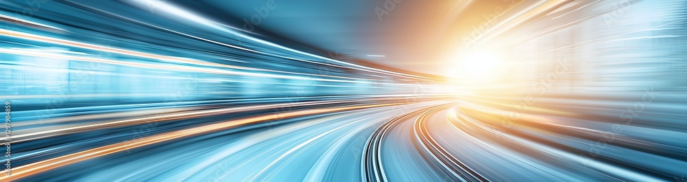 Poster a dynamic and abstract representation of speed and motion, featuring blurred lines and light. ideal 