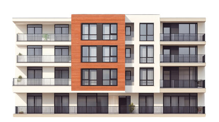 Modern Apartment Building: Capturing the clean lines and contemporary design of a modern apartment building, with balconies, windows, and stylish facade in daylight.