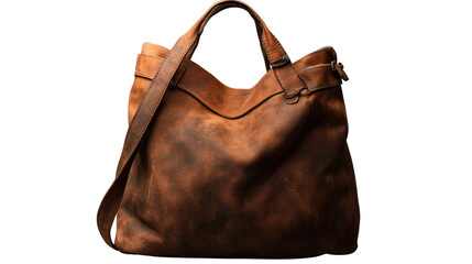 Rustic Elegance: A close-up studio shot of a luxurious brown leather tote bag, meticulously crafted for the modern professional, exudes timeless style and functionality. 