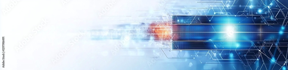 Poster a futuristic digital background showcasing vibrant light beams and intricate geometric patterns, ide