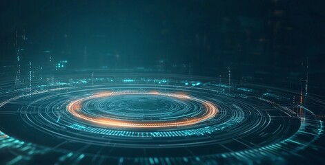 Obraz premium A futuristic digital interface showcasing intricate patterns and vibrant colors. This abstract design symbolizes innovation and connectivity in the digital age.