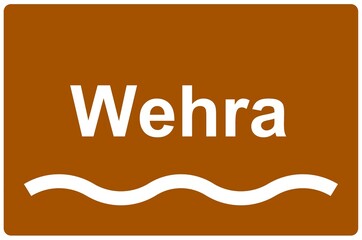 Illustration eines Namensschildes für den Fluss "Wehra"	