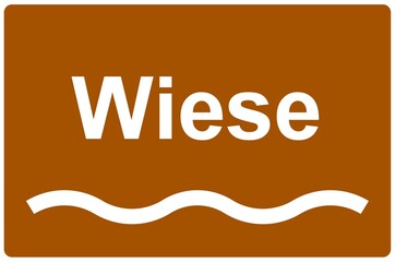 Illustration eines Namensschildes für den Fluss "Wiese"	