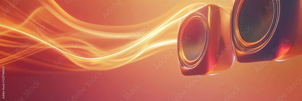 Fototapete vibrant 3d speakers dynamically emitting colorful light waves in a modern setting. generative ai