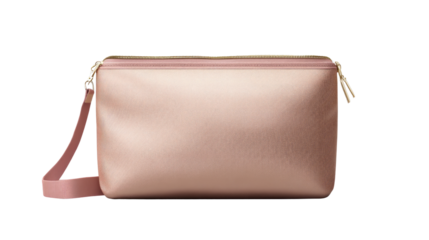 Rose Gold Bag: A rose gold handbag with a shoulder strap against an inviting backdrop, its elegant design and subtle sheen evoking a sense of understated luxury and sophistication.