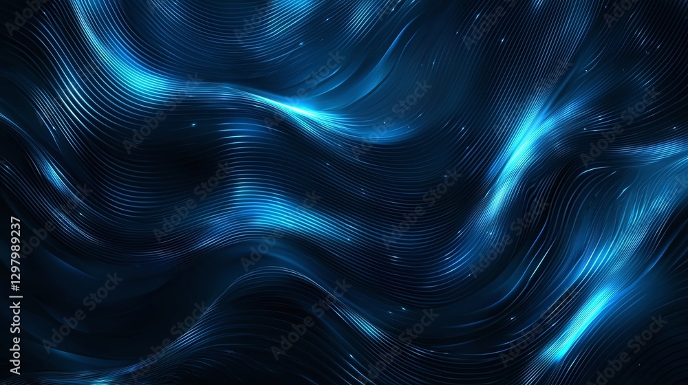 Poster a mesmerizing abstract wave design featuring glowing blue tones, perfect for backgrounds or digital 